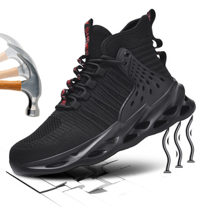 Zapatos de seguridad informales negros ligeros para hombre, suela de goma antiperforación con punta de acero, protección superior para exteriores, deportes de verano - Product Image 1