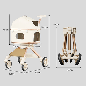 Nhỏ Trọng Lượng Nhẹ Bốn Bánh Có Thể Gập Lại Có Thể Điều Chỉnh Không Thấm Nước Thân Thiện Với Môi Oxford Chất Liệu Vật Nuôi Giỏ Hàng Cho Chó Đi Phổ - Product Image 6