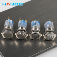 HABOO 16mm métal bouton poussoir interrupteur anneau lampe puissance symbole lumière LED 6V 12V 24V 220V auto verrouillage réinitialisation étanche IP65
