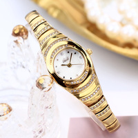 Montre-bracelet Gedi de luxe plaquée or avec strass pour femme, mouvement à quartz, bracelet fin en acier, étanche, bijou de poignet pour femme