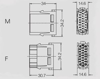 موصل صناعي مستطيل الشكل WEVEL HMDS-025-M/F شديد التحمل، 25 دبوس ذكر/أنثى، 5 أمبير 50 فولت، IP65، مصنوع من سبائك الألومنيوم المصبوب