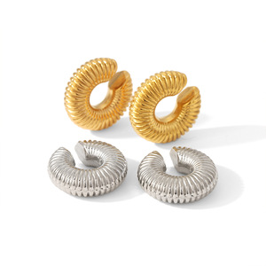 Pendientes de Clip en Forma de C, Acero Inoxidable Chapado en Oro de 18K, Joyería de Moda para Mujer, Regalo, Diseño Geométrico en Forma de U - Product Image 5