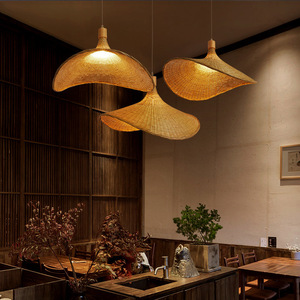 Bamboo Woven Pendant <b>Light</b> 30-100cm <b>LED</b> Round Single Head Chandelier For <b>Tea</b> Room Zen Japanese Style - Product Image 2