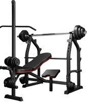 Banc de musculation multifonctionnel pliable pour la maison, avec support de squat et ensemble d'haltères pour hommes