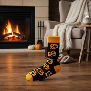 Breathable <b>Warm</b> Nylon Halloween <b>Socks</b> Multiple Pumpkin Prints Striped Jacquard Patterns One Fits All-for Daily Use Winter Spring - Product Image 3