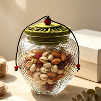 Pot de conservation en verre texturé effet écaille de poisson avec couvercle en lin, boîte hermétique pour thé, noix, céréales, fruits secs, avec corde de transport