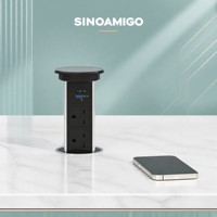 Enchufe de Mesa Elevable con Control Táctil SINOAMIGO para Conferencias en el Reino Unido, Enchufe de Corriente Oculto para Cocina y Escritorio