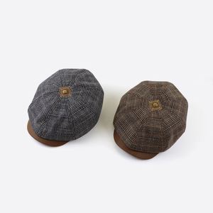 Factory Short Brim Men's Plaid <b>Beret</b> Ivory Visor Cap Cotton Sports Party Beach for Wholesale - Product Image 1