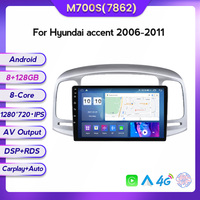 MEKEDE Android 11 8 cœurs 8+128G Amplificateur de voiture pour Hyundai Accent 2006 2007 2008-2011 Contrôle vocal Écran partagé Car-play GPS de voiture