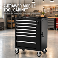 Armoire à outils à roulettes à 7 tiroirs, capacité de 400 kg, chariot d'atelier en acier industriel, coffre à outils mobile pour garage