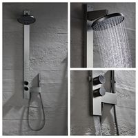 Colonne de douche murale moderne et simple, avec mitigeur chaud/froid, finition or brossé rose, style luxe léger, fabriquée en Chine.
