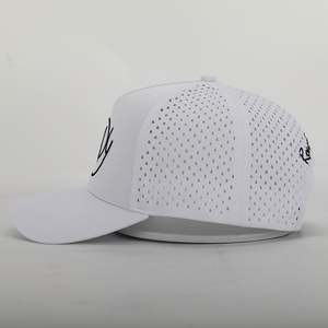 BSCI Usine Personnalisé 5 Panneau Blanc Découpé Au Laser Trous Broderie Logo Cuved Brim Papa Perforé Sports Casquettes De Baseball Chapeau - Product Image 3
