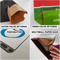 Recyclable 25kg 50kg Valve Kraft Paper Bag for Cement Mortar Tile Adhesive 3 Layer Heavy Duty Composite Empty Packaging Sack