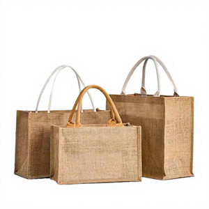 Sac fourre-tout en jute pas cher, écologique, réutilisable, sac de transport en jute naturel fait à la main pour les courses, l'épicerie et l'usage quotidien - Product Image 1
