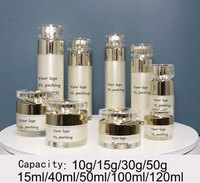 Ensemble de flacons pompe airless et pots de crème pour les yeux en acrylique de luxe pour sérum et cosmétiques – Tailles personnalisées, finition champagne