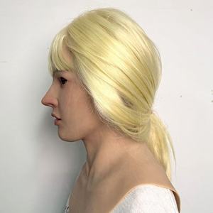 Masque en silicone réaliste de haute qualité, visage féminin, tête entière, costume d'Halloween, masque de fête pour femmes adultes, masque pour <span class=keywords><strong>film</strong></span>, vente en gros - Product Image 3
