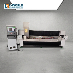 เครื่องแกะสลักกระจก CNC E-WORLD 380V ความแม่นยำสูง โครงสร้างเหล็ก สีขาว ศูนย์ทำงานกระจก - Product Image 1