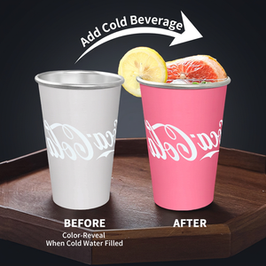 Tasse en <span class=keywords><strong>aluminium</strong></span> réutilisable à logo personnalisé, changeant de couleur, activée par le froid, sensible à la chaleur, pour café, bière, qualité <span class=keywords><strong>alimentaire</strong></span> - Product Image 1