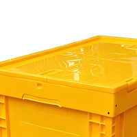 Caisse de rangement pliable jaune en PEHD avec couvercle, 60L, pour l'organisation des aliments et des articles ménagers