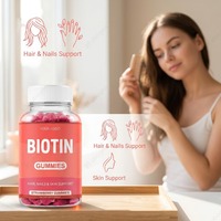 Complément alimentaire en bonbons gélifiés à la biotine pour la croissance des cheveux, avec soin pour la peau et les ongles, améliore la qualité, 60 gummies, 180g, OEM ODM, étiquette privée