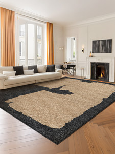Tapis noir imprimé à la machine pour salon, style mi-siècle, imperméable, anti-salissure, pour canapé et sol, en polaire - Product Image 2