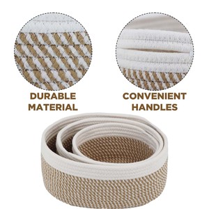Panier de rangement <span class=keywords><strong>à</strong></span> <span class=keywords><strong>linge</strong></span> fait main surdimensionné personnalisable de style couleur unie panier de rangement en <span class=keywords><strong>corde</strong></span> de coton avec poignées - Product Image 5