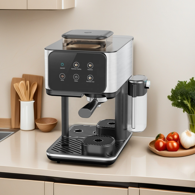 Electric Stainless Steel Semi-Automatic Espresso Cappuccino Machine 20 Bar Pressure Programmable Digital Control Easy Cleaning