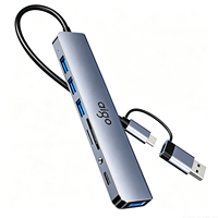 Alüminyum 8'i 1 Arada USB-C Bağlantı Hub'ı, USB3.0 Genişletici, SD TF Okuyucu, Ev Ofis Çoklu Cihaz Bağlantısı için 3,5 mm Aux Girişi