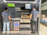 Cuisine extérieure au design moderne avec abri, barbecue extérieur, armoire de cuisine extérieure en acier inoxydable