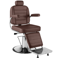 Fauteuil de Barbier Marron Robuste avec Grande Pompe Hydraulique, Chaise de Salon de Beauté pour Coiffure et Mobilier de Barbier – Vente en Gros