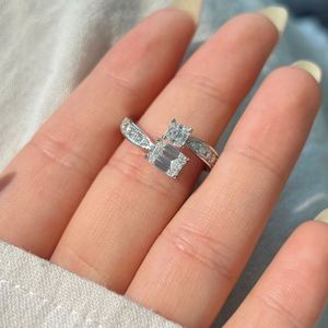Dylam New Design Top High Jewelry S925 <b>Silver</b> D Color VVS1 Moissanite Stone Open <b>Adjustable</b> Fashion Fine Wedding Promise <b>Rings</b> - Product Image 2