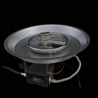 Brûleur à gaz rond en acier inoxydable de 49 cm avec télécommande pour tables de foyer extérieur ou foyers.