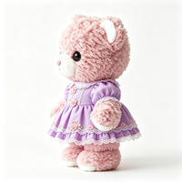 Ours en peluche bouclé de haute qualité, mignon et doux, avec robe à volants en dentelle violette