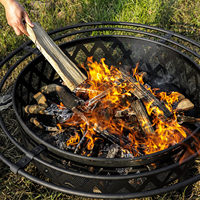 Brasero à bois de 36 pouces avec écran anti-étincelles et pioche, foyer rond en acier tressé avec poignées latérales pour patio, jardin et cour arrière