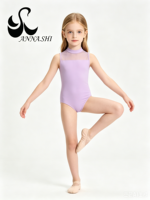 En gros Justaucorps de ballet et de danse pour enfants et femmes, col montant en maille, sans manches, OEM, en Spandex, taille élastique, pour l'entraînement de danse