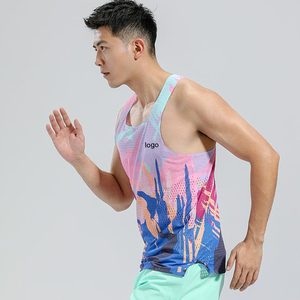 เสื้อกล้ามคอกลมโพลีเอสเตอร์ระบายอากาศ แห้งเร็ว แบบเรียบ 6 สีพื้น ไม่มีตะเข็บ ผ้าตาข่ายแบบ Wind Tunnel ขายส่ง - Product Image 4