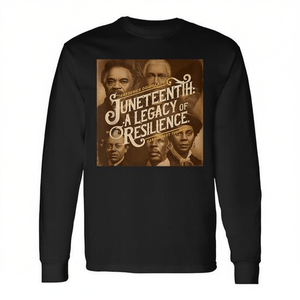 Camiseta de manga larga Juneteenth Legacy Resilience, diseño histórico de 1865, color negro - Product Image 2