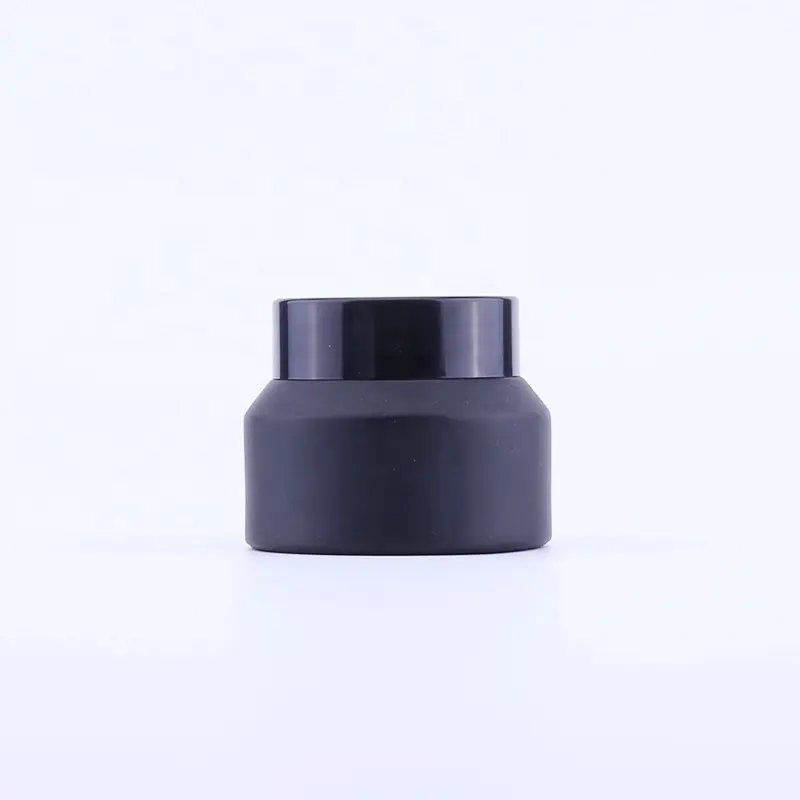 Pot à crème en verre noir givré, vide, à épaule Oblique ronde, contenants de 30ml, Pot à cosmétiques noir mat