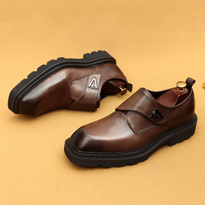 Chaussures en cuir pour hommes à semelles épaisses, rehausseurs de talon, bout large et carré, style coréen, légères, à enfiler, pour affaires et occasions formelles - Product Image 6