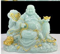 Ornements Bouddha en Résine, Statue de Bouddha Maitreya Ruyi de la Fortune, Peinte à la Main, Objets Artistiques pour la Maison, Salon