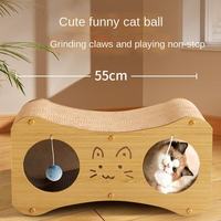Maison à gratter pour chat en carton ondulé haute densité 2-en-1 : griffoir et tanière double couche anti-déchirure avec jouet à bille pour chats