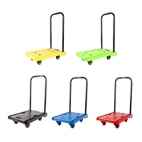 Chariot à plateforme compact en acier robuste de 200 kg, chariot à plateforme portable rétractable à quatre roues, chariot à bagages pliable, chariot à main, chariot