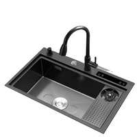 Évier de cuisine ultrasonique grand format en acier inoxydable fait main, design tropical, installation sur comptoir, multifonctionnel pour fruits