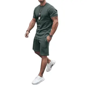2023 Custom Logo Summer Tracksuit Men Clothing Shirt and Short Sets Short Sleeve Adults Customizable Summer Clothes for Men