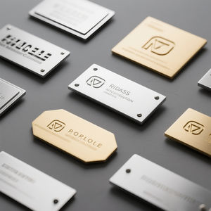 Großhandel Design 3D Silber Messing Gold Marke Emblem Edelstahl Gravur Aluminium Typenschild Pin Custom Metall Namensschild - Product Image 1