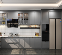 Meuble de rangement d'îlot de cuisine moderne style Shaker pour appartement, en laque, verre, ignifuge, écologique, bois, contreplaqué, MDF, marbre, stratifié