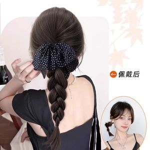 Polka Dot <b>Braid</b> Hair Clip Long Braided Ponytail Korean Style Bow Hair <b>Accessory</b> for Women - Product Image 2