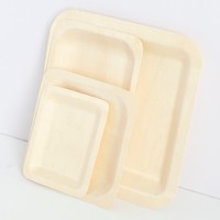 Assiettes rondes jetables en bois de bouleau multi-tailles, 100 % compostables, pour la restauration