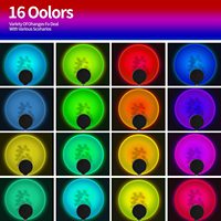 Lampe de projection de coucher de soleil LED intelligente RGB 16 couleurs avec application et télécommande USB Rotation à 360 degrés Lampe de soleil Photographie