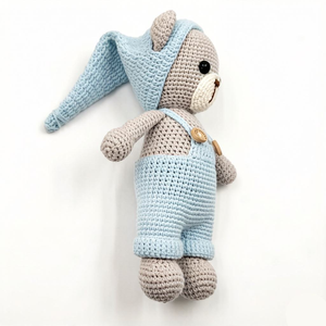 Oso de Peluche Beige Hecho a Mano, Lindo <span class=keywords><strong>Amigurumi</strong></span> con Pijama y Gorro de Dormir, Muñeco de Peluche Tejido Suave, 100% Poliéster, Unisex - Product Image 2